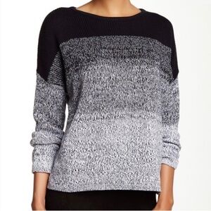 Vince Black White Cotton Textured Ombre Pullover Sweater V328976390 Size S EUC
